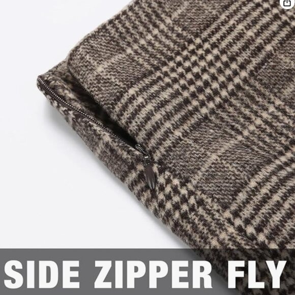 High Waist Plaid Skirt Bodycon Pencil Wool Mini Skirts - Picture 2 of 4